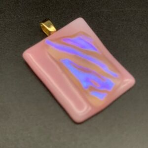 Fused Dichroic Pink Glass Iridescent Pendant